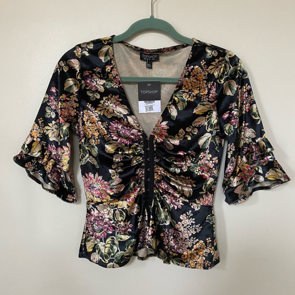 Topshop Velvet Blouse